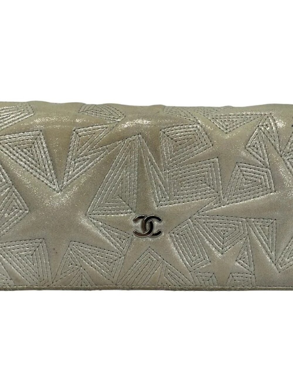 CHANEL A70097 Silver Lambskin Long Wallet